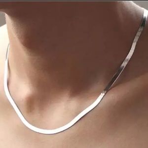 Silver herringbone choker necklace
